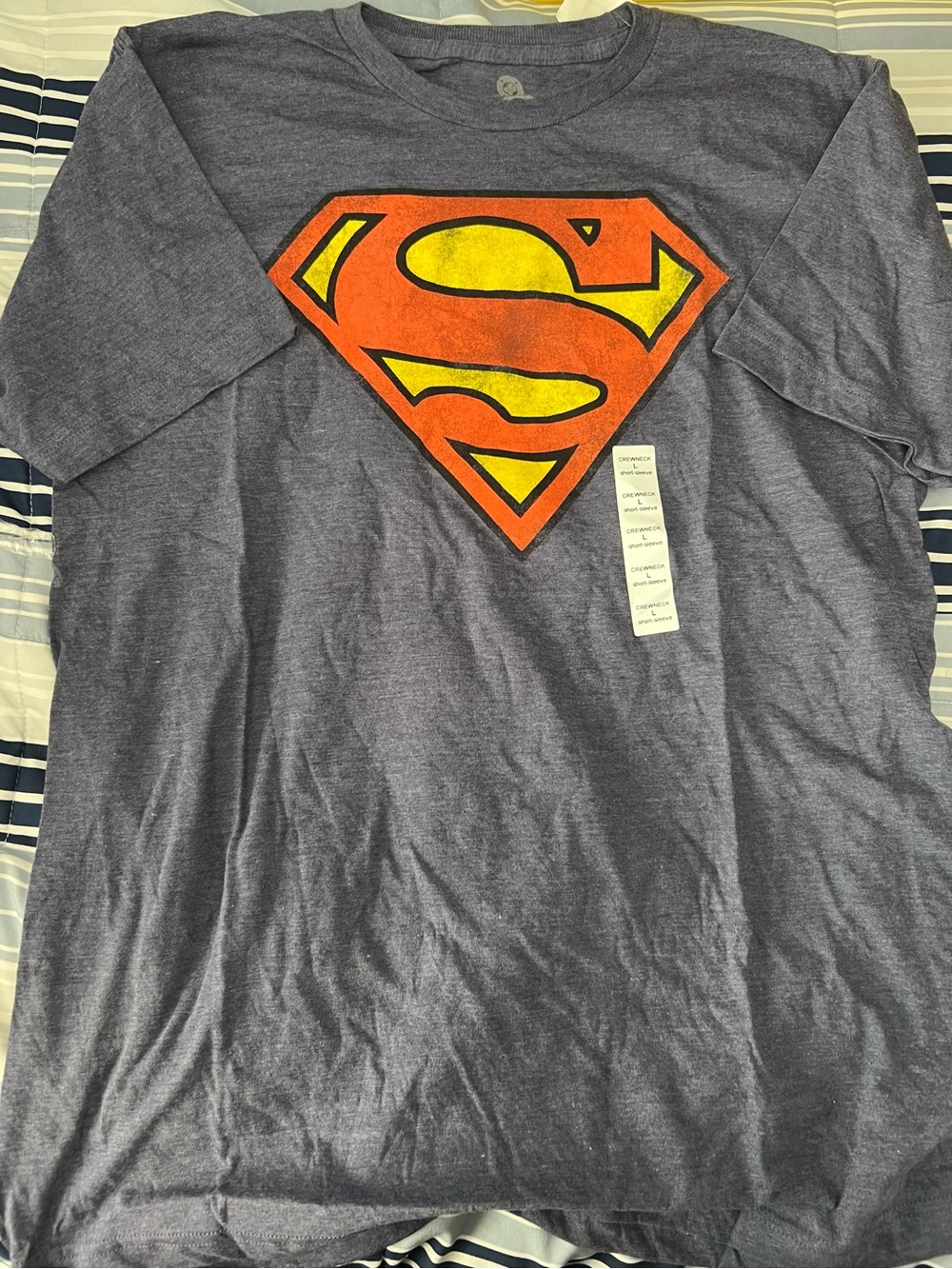 Kohl's Men's Short Sleeve bluish Superman Logo Tee - Orange & Yellow Crest